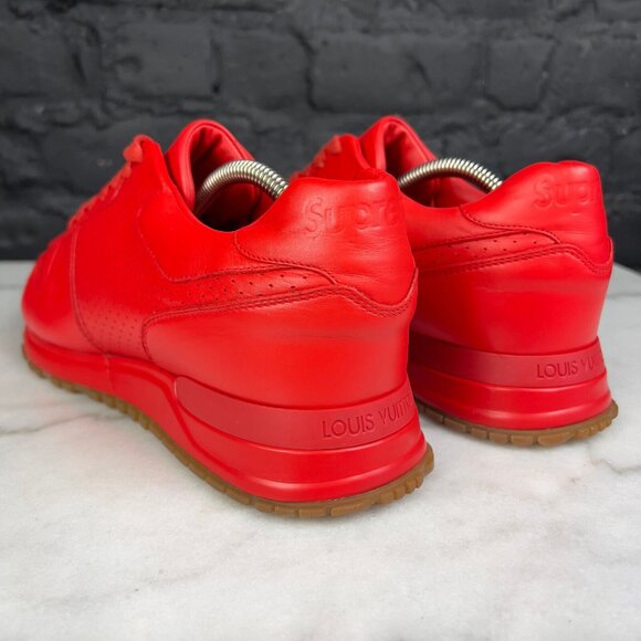 Louis Vuitton X Supreme Run Away Sneakers Red Leather 8 LV or 9 US or 42 EUR - Picture 13 of 16